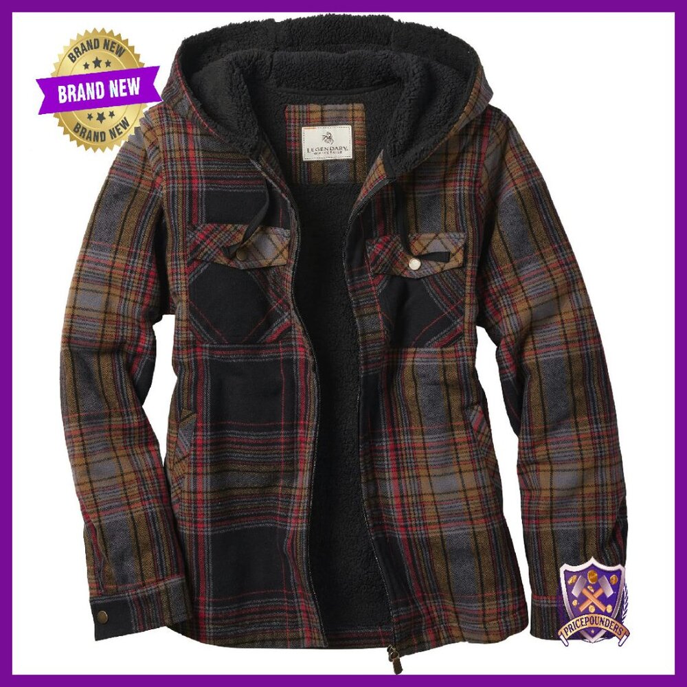 Women's Hooded Shacket Berber Lined Casual Jacket Drawstring Hood